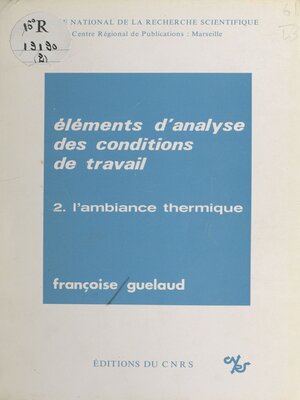 cover image of Éléments d'analyse des conditions de travail (2)